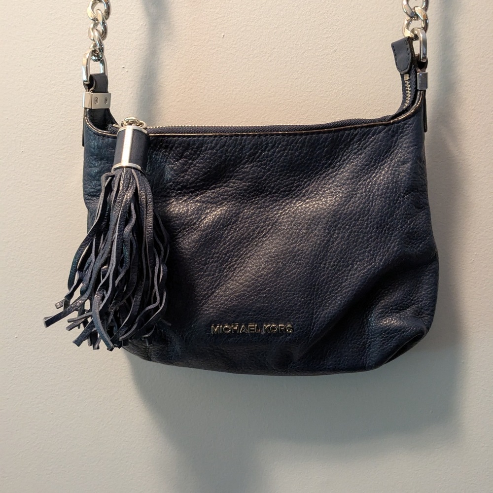 Michael Kors Navy Leather Crossbody Bag